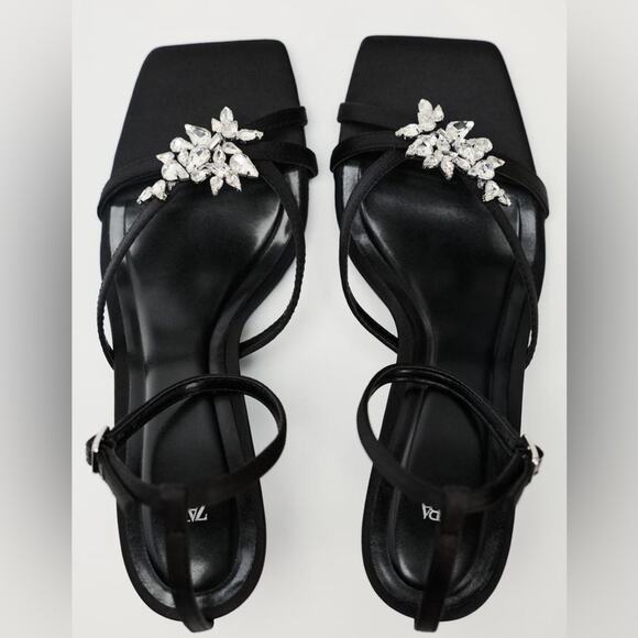 ZARA RHINESTONE STRAPPY SANDALS - Picture 5 of 5